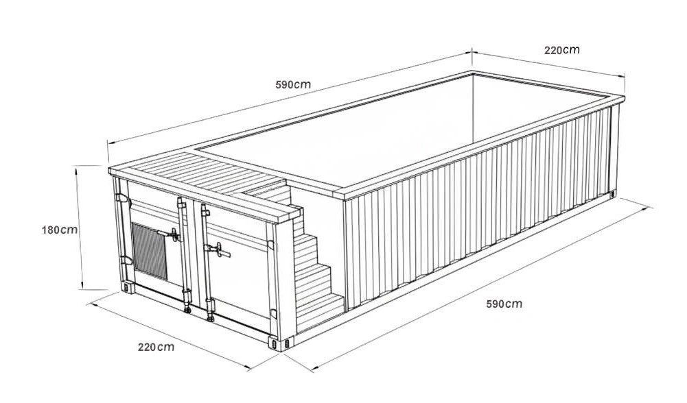 Größe des 20-Fuß-Container-Pools