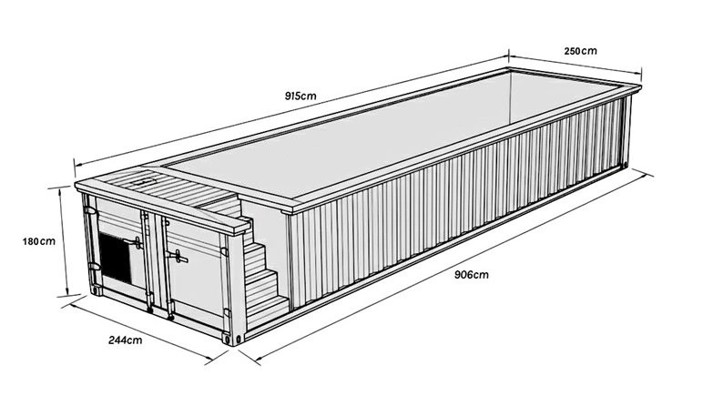 Größe des 30-Fuß-Container-Pools