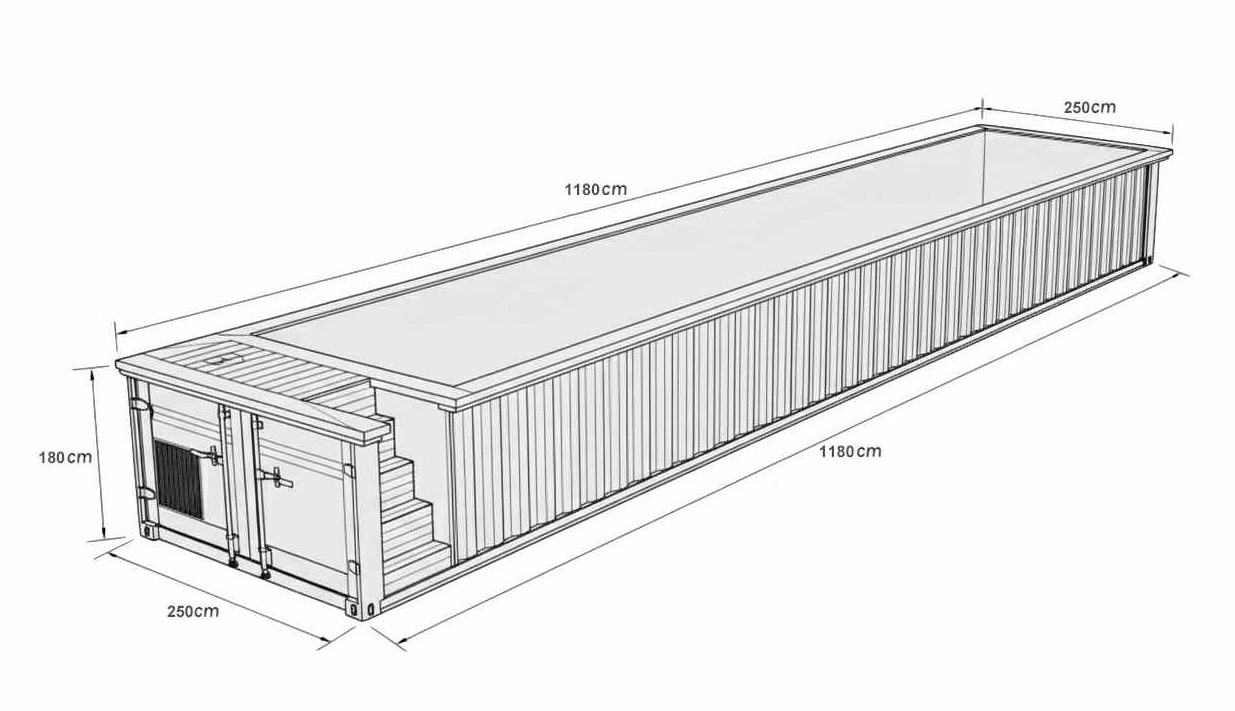 Größe des 40-Fuß-Container-Pools