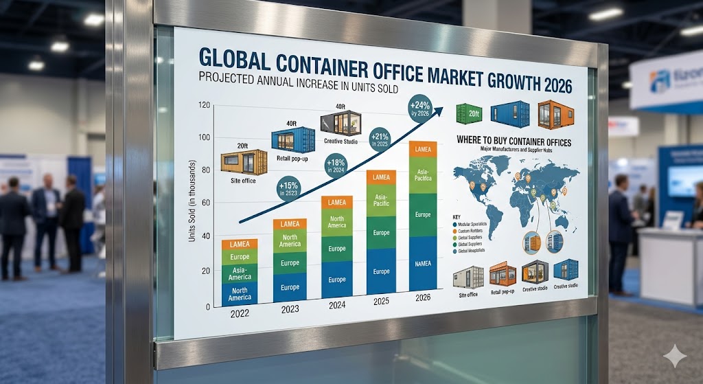 Diagramm zum Marktwachstum von Containerbüros für den Kaufort, das den jährlichen Anstieg der verkauften Einheiten zeigt