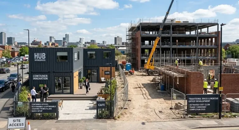 container house Comparison traditional office